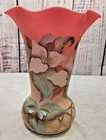 Fenton Vase Burmese Trillium Flowers Family, Artist Signed Connoisseur 1621/1750