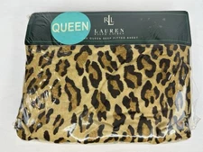 Ralph Lauren Aragon Leopard Queen Deep Fitted Sheet Cheetah New Sealed