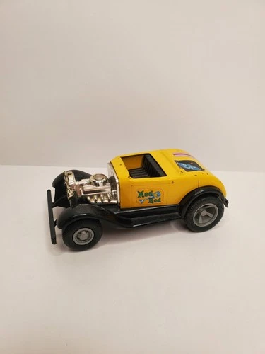 Vintage TONKA HOT ROD MOD ROD Car Model A Ford Race Car Toy Yellow Black 4" Inch
