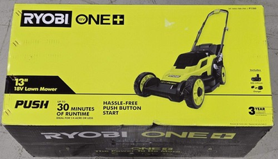 #ad Ryobi 18V 13 in. Cordless Lawn Mower P1180 ONE W 4.0 Ah Battery Charger Walk Be $179.88