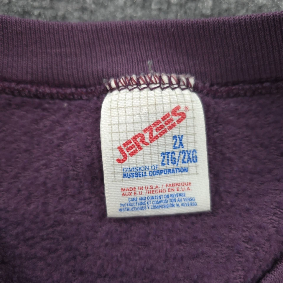Винтажная мужская толстовка Jerzees XXL 2XL фиолетовая без рисунка гранж спорт 90-е США 50/50 - Изображение 3 из 4