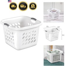 1.5 Storage Bushel Square Laundry Basket Plastic, Laundry Hamper White