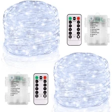 2 Pack 20FT 60 LED Fairy Lights Battery Operated, Twinkle Cool White