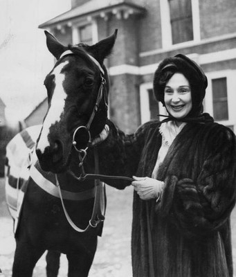 British actress Googie Withers with a filly she won in a raffle in- Old Photo