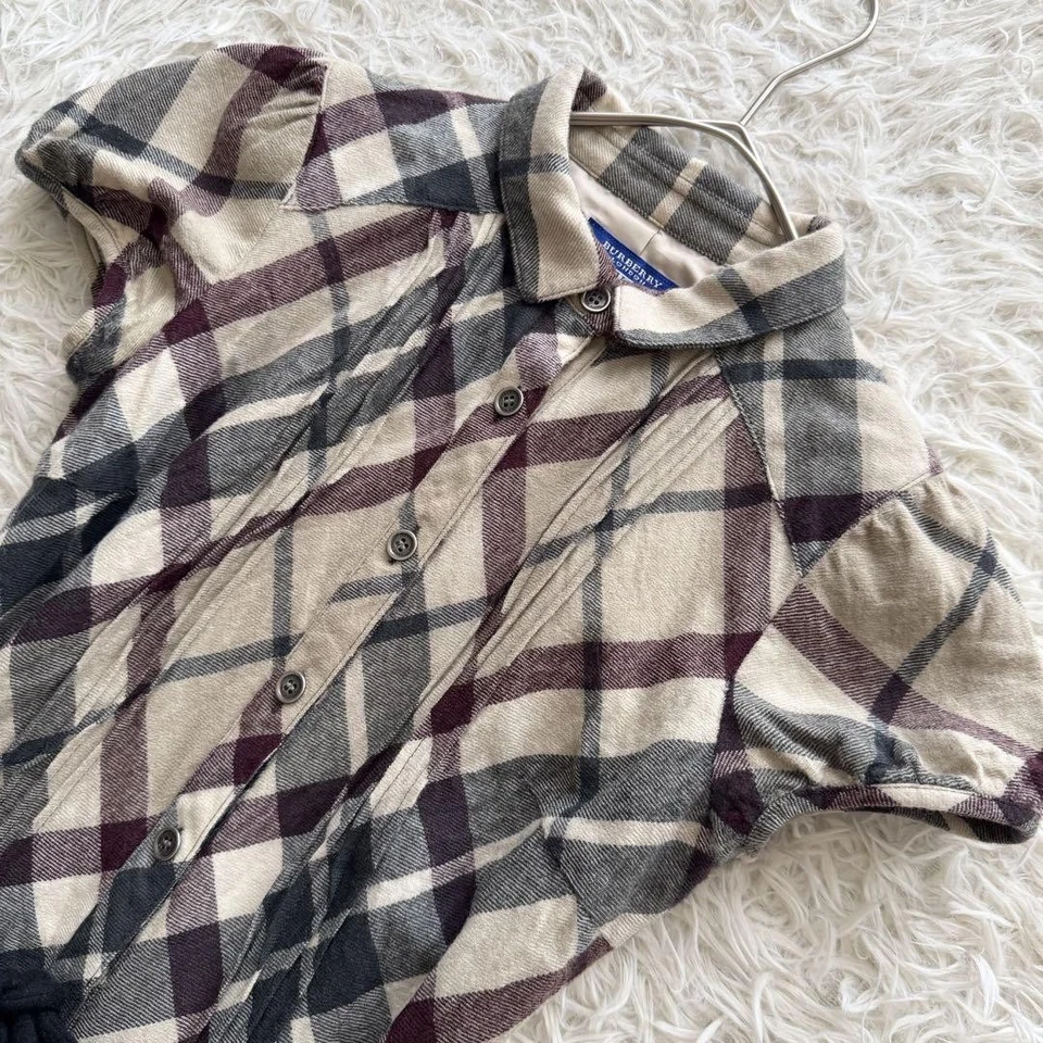 Burberry Blue Label Nova Check Brown Dress Size 36 Short Sleeve Tiered - Image 2 of 4