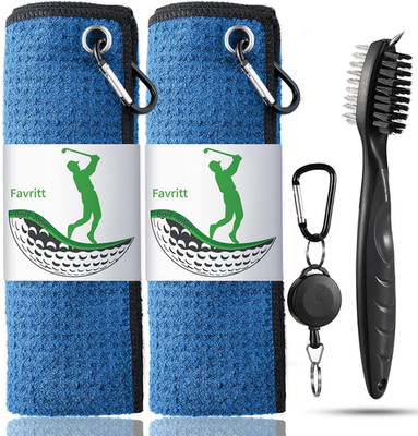 Golf Towel Set with Clip, Cleaning Brush & Accessories | 2 Golf Towels | Golf Gi