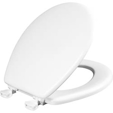 Round Enameled Wood Removes for Easy Cleaning Toilet Seat in White