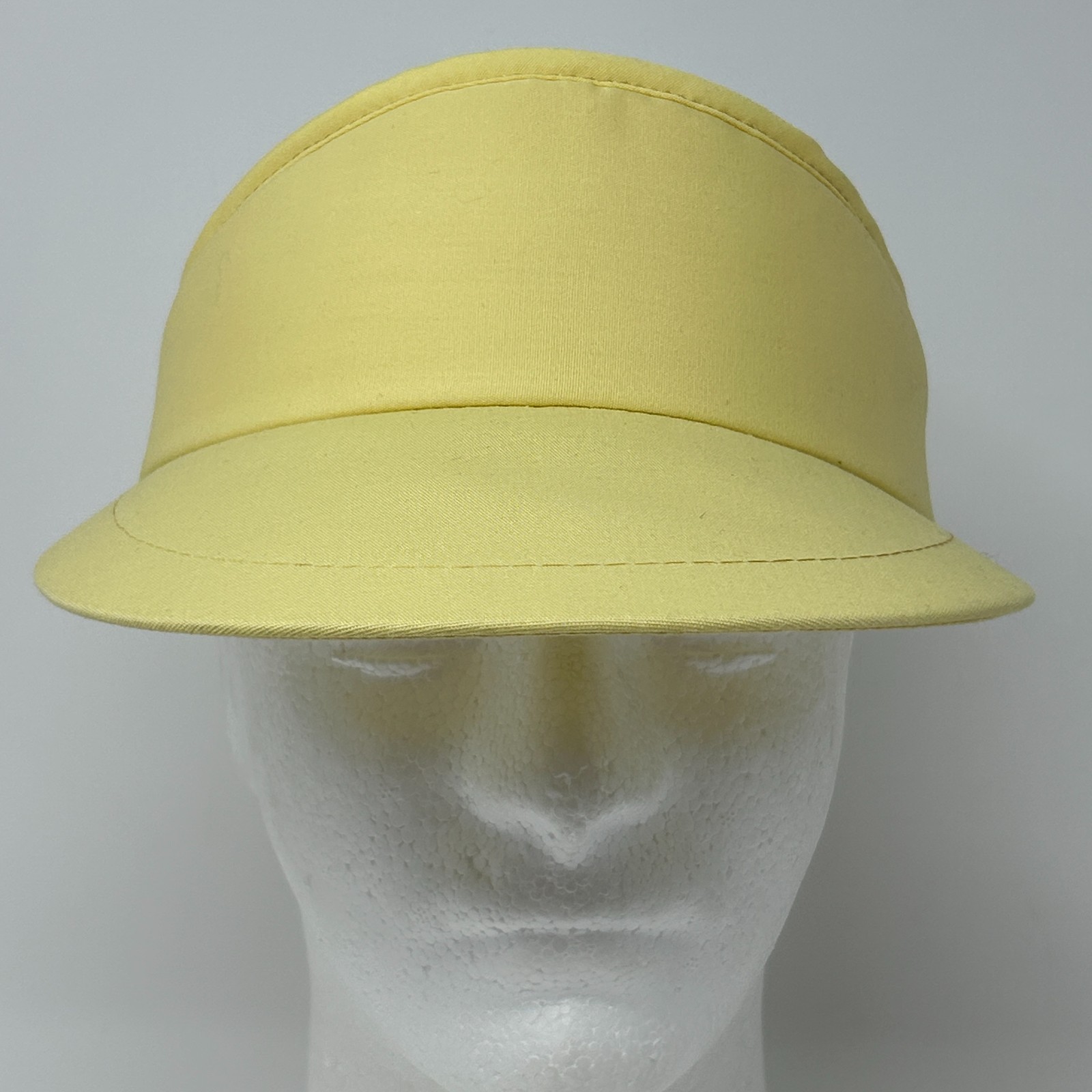Vintage Blank Solid Visor Hat Cap Yellow 80s Stra… - image 2