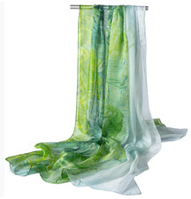 100 Silk large Scarf Women neckerchief Shawl Wrap floral blue green HD118-11