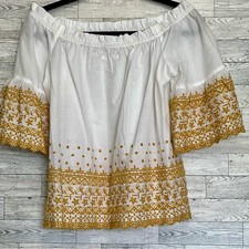 Maurices White and Gold Embroidered Off The Shoulder Top Size Medium - NWOT