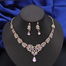 Womens Choker Necklace  Earrings Jewelry Set Party Prom Wedding Princess Costum