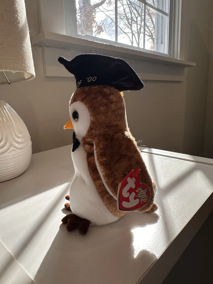 Juguete de peluche Ty Beanie Baby Wisest The 2000 Owl 7 pulgadas MWMT S Foto 2 de 4
