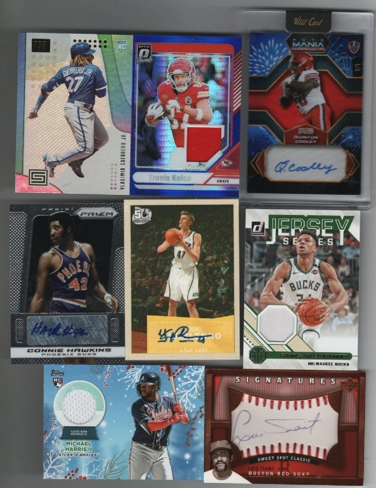 ENORME Lote de Colección de Tarjetas Deportivas Parche Automático RC Kelce Giannis Vladimir Luis Tiant Foto 2 de 4