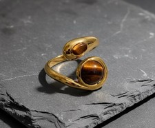 Tiger Glow Ring Tigerauge 18k 750 Gold Neu