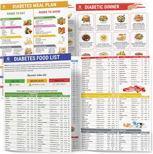 2Pcs Diabetes Food List and Meal Planner Laminated, Diabetic Food List Chart for