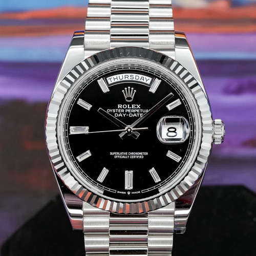 Rolex Day-date Black Baguette Diamond Dial 2026 New Unworn Complete - 228236