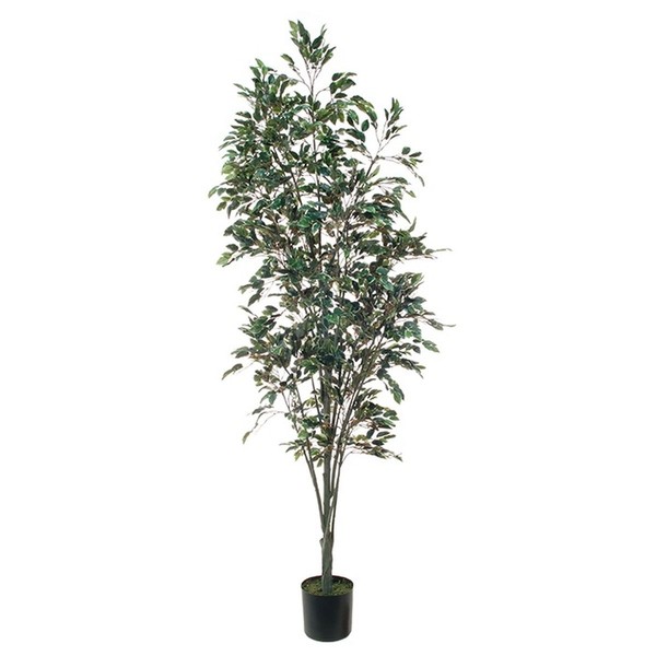 Artplants KüNstliche Pflanze Ficus Benjamini Bratko, GrüN-Weiß, 220Cm-image
