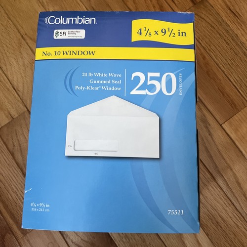 Columbian #10 Single-Window Security Envelopes, 4-1/8 x 9-1/2 250 Count, White