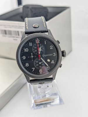 Gigandet Herren Chronograph Edelstahl Datum Schwarz - Red Baron V G34 - G34-003