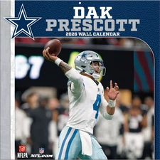 Turner Licensing,  NFL Dallas Cowboys Dak Prescott 2026 Wall Calendar, 12'' X 12