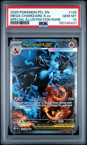 2025 POKEMON PFL EN-PHANTASMAL FLAMES #125 MEGA CHARIZARD X EX PSA 10