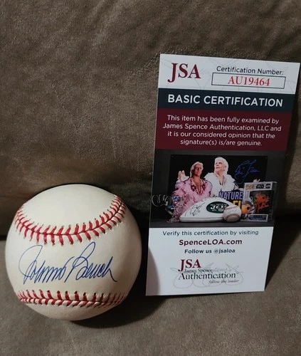 Johnny Bench Signed Rawlings OALB Baseball HOF JSA Blue Autograph Light Toning