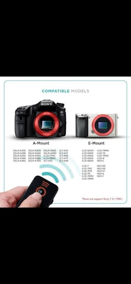 IR Wireless Remote Control Compatible with Sony A7R IV III II,A7III A9 A7 II ... - Image 2 of 2