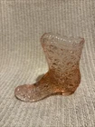 Vintage Pink Dusty Rose Fenton Glass Boot Daisy & Button Pattern