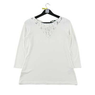 Lauren Ralph Lauren Long Sleeve Women's White T-shirt Size S #QWE1182