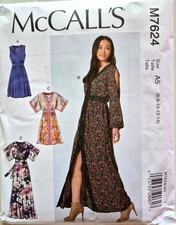 MCCALLS PATTERN 7624  DRESSES  MISSES SIZES  6 8 10 12 14  UNCUT FF