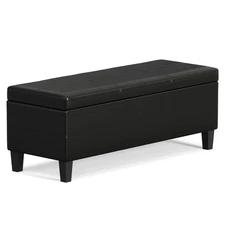 SIMPLIHOME Afton 48 inch Wide Contemporary Rectangle Storage Ottoman Bench in...