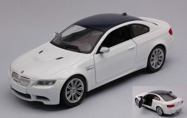 New Ray 1/24 Bmw M3 Coupe 2008 Weiss Modellbau Statisches Modell Diecast-image