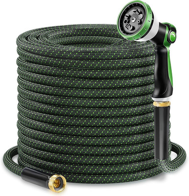 Garden Hose 50Ft - Lightweight Water Hose, with 10-Pattern Nozzle, Triple-Layer