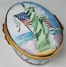 Trinket Music Box Tiffany & Co Statue of Liberty 1886-1986 Halcyon Days Enamels
