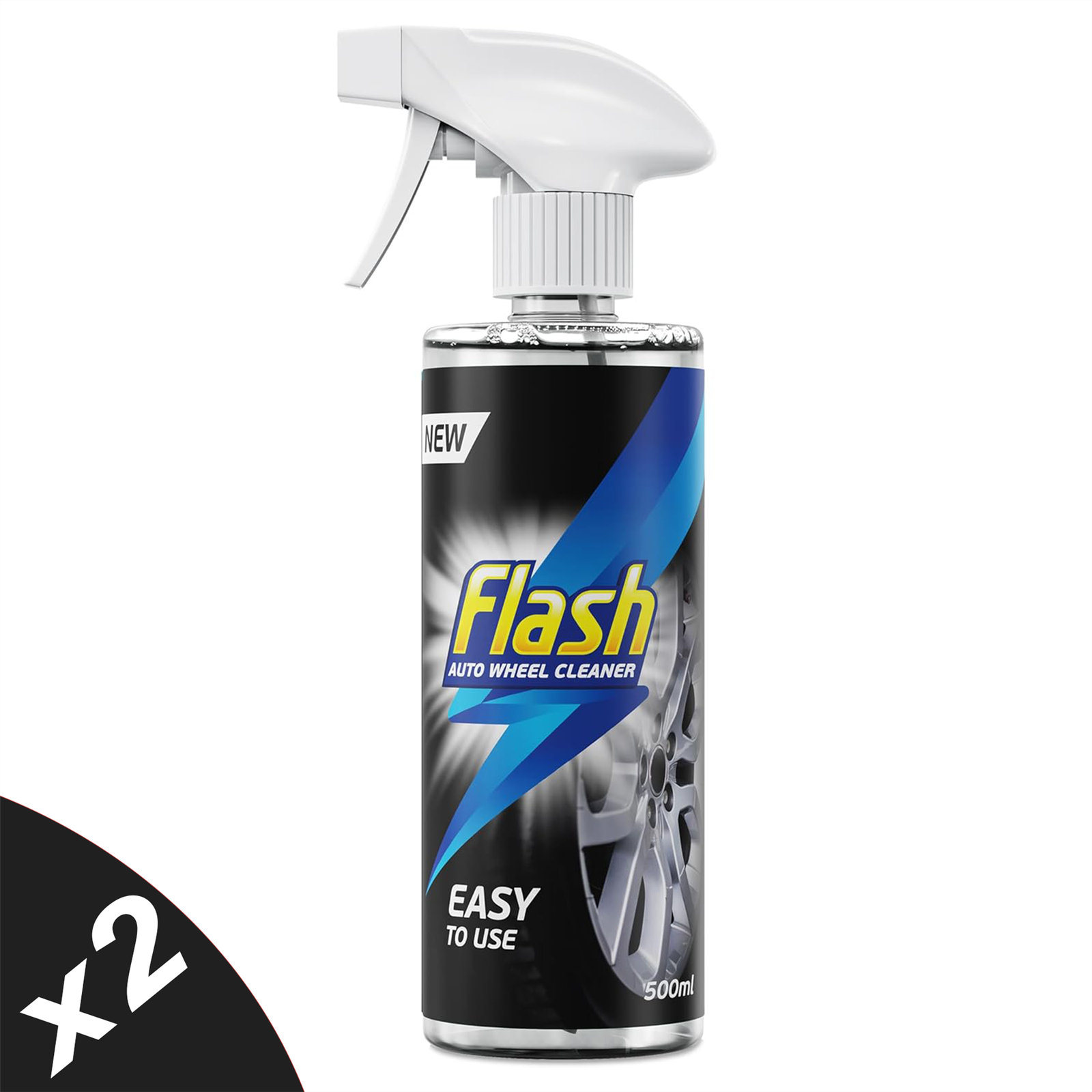 FLASH Alloy Wheel Cleaner Spray Removes Dirt Grime & Brake Dust 2x500ml - Image 2