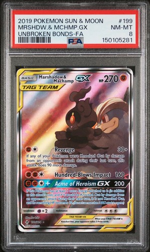 Marshadow & Machamp-GX graded PSA 8 for sale on eBay