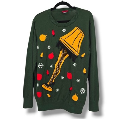 A Christmas Story Leg Lamp Sweater Mens Size L Holiday Light Up Festive 