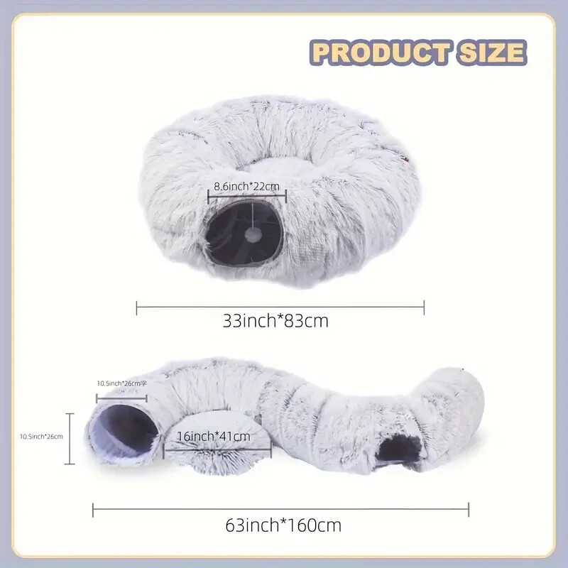 Cat Tunnel Plush Warm Foldable Detachable Washable Pet Nest Multi