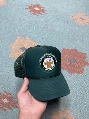 Vintage trucker hat mesh cap afton deer management let him go so he will grow
