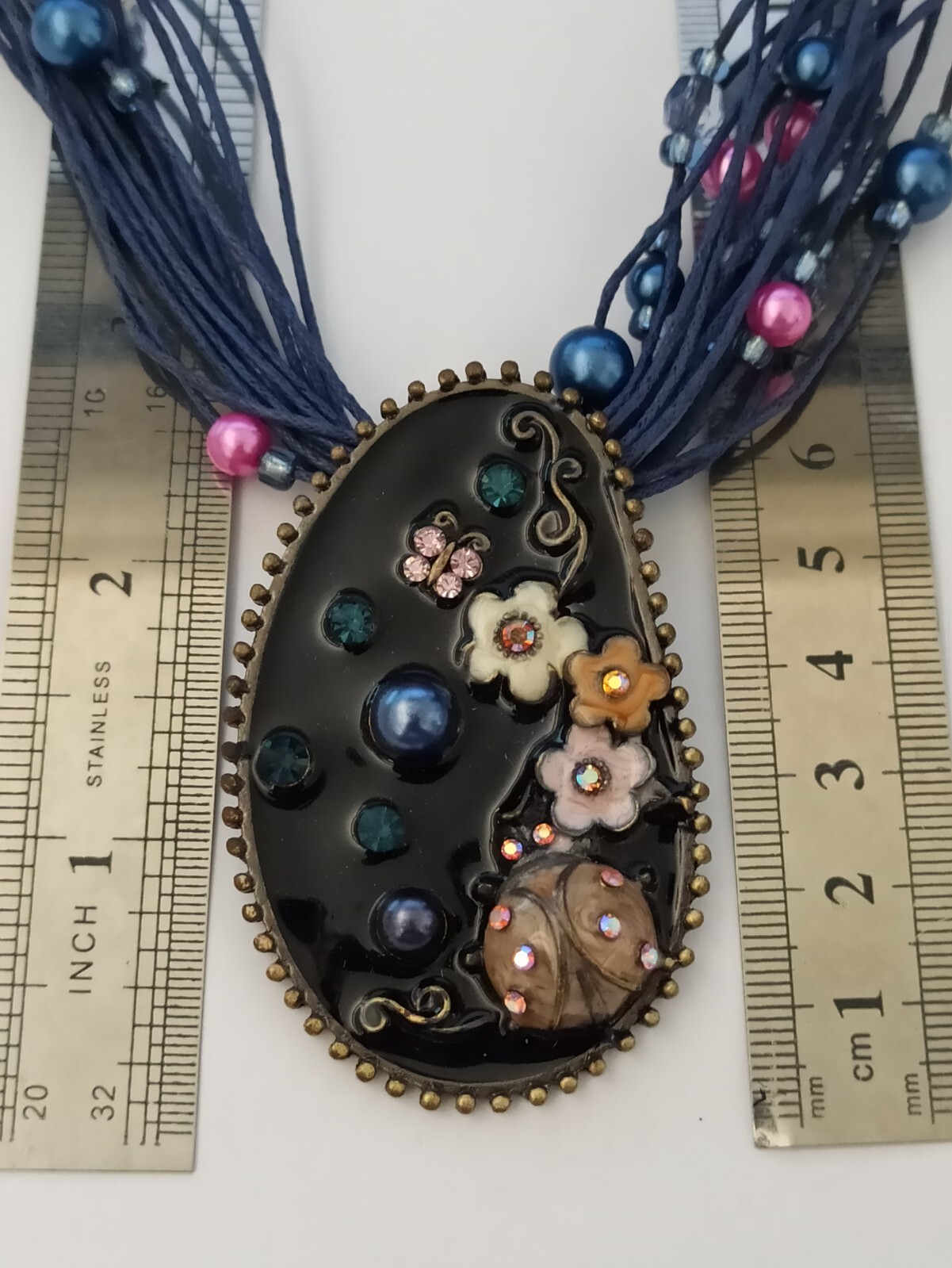 Statement Multi Strand Necklace Enamel Amorphic P… - image 7