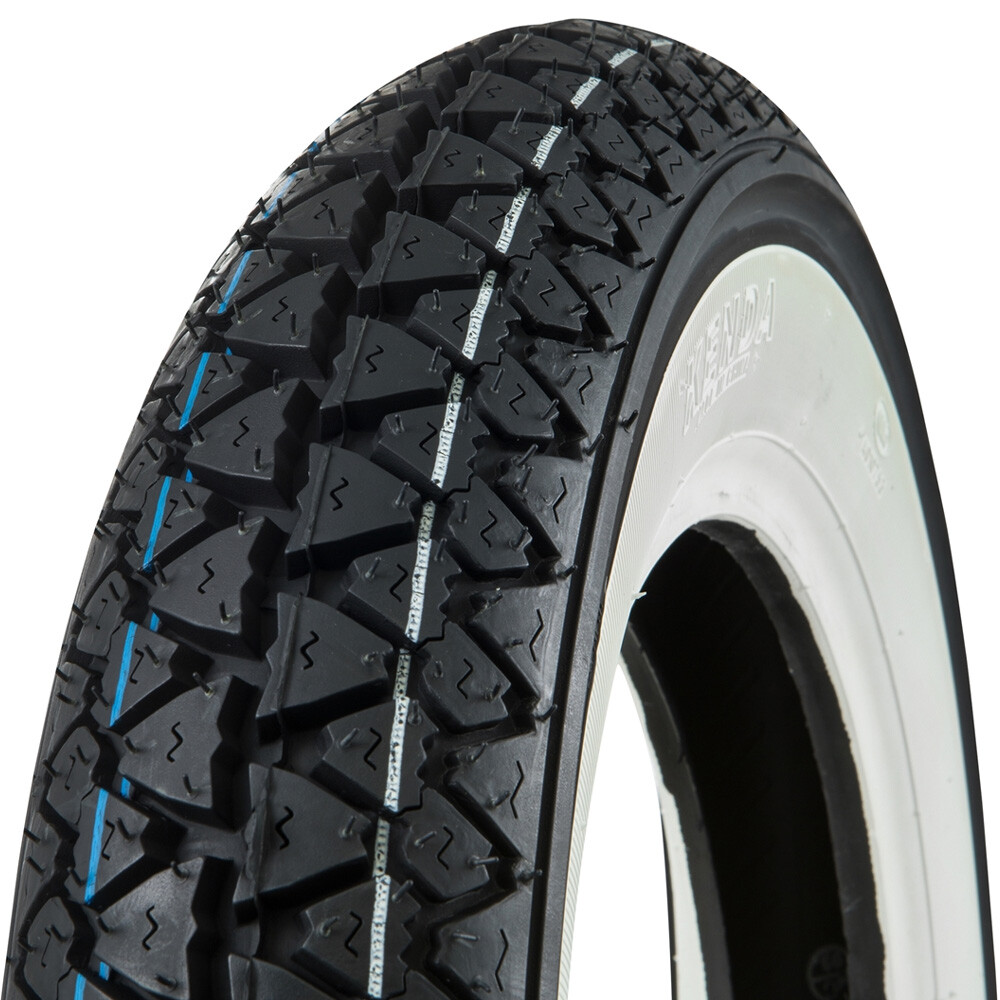 Coppia Ruote Complete Kenda K333 Per Vespa PX: Misura 3.50-10, Fascia Bianca, Cerchio Cromato, Con Camera D’aria