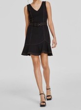 KARL LAGERFELD PARIS Women's Black Belted Scuba Crepe Dress Size 12.