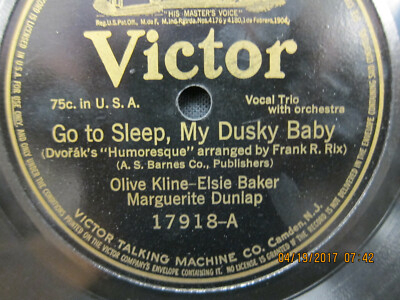 Olive Kline - Rockin' Time & Go to Sleep My Dusky Baby - Victor