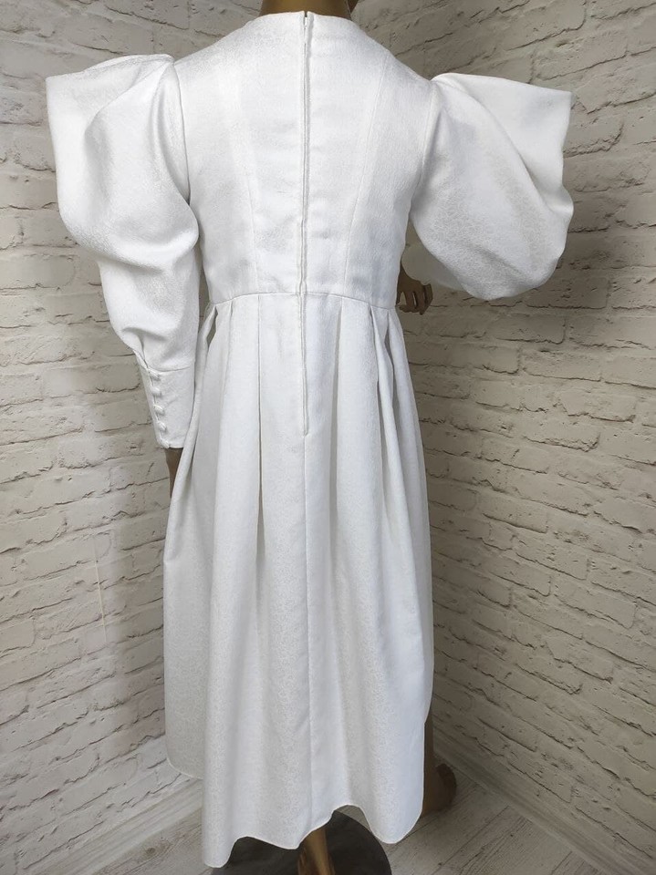 Vintage Beautiful Dress Volume Mutton Sleeve Midi Floral Wedding Dress