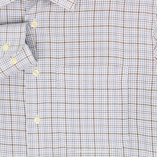 Gitman Bros Mens Dress Shirt L 16.5/36 Blue Brown Check Plaid Cotton Long Sleeve - Picture 4 of 5