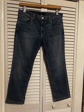 TOMMY HILFIGER Women's Size 12 Jeans Mid Rise Straight Cropped Pants Stretch