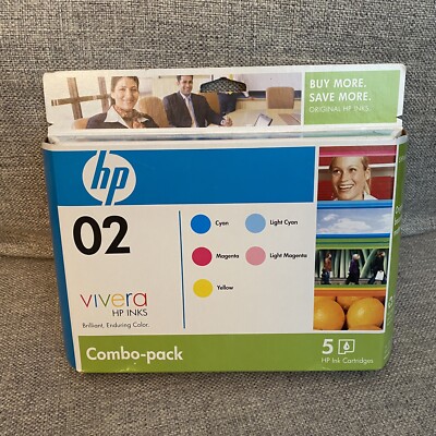 HP CC604FN Genuine Color Combo Ink Cartridges 5 Pack HP 02 EXP 2009