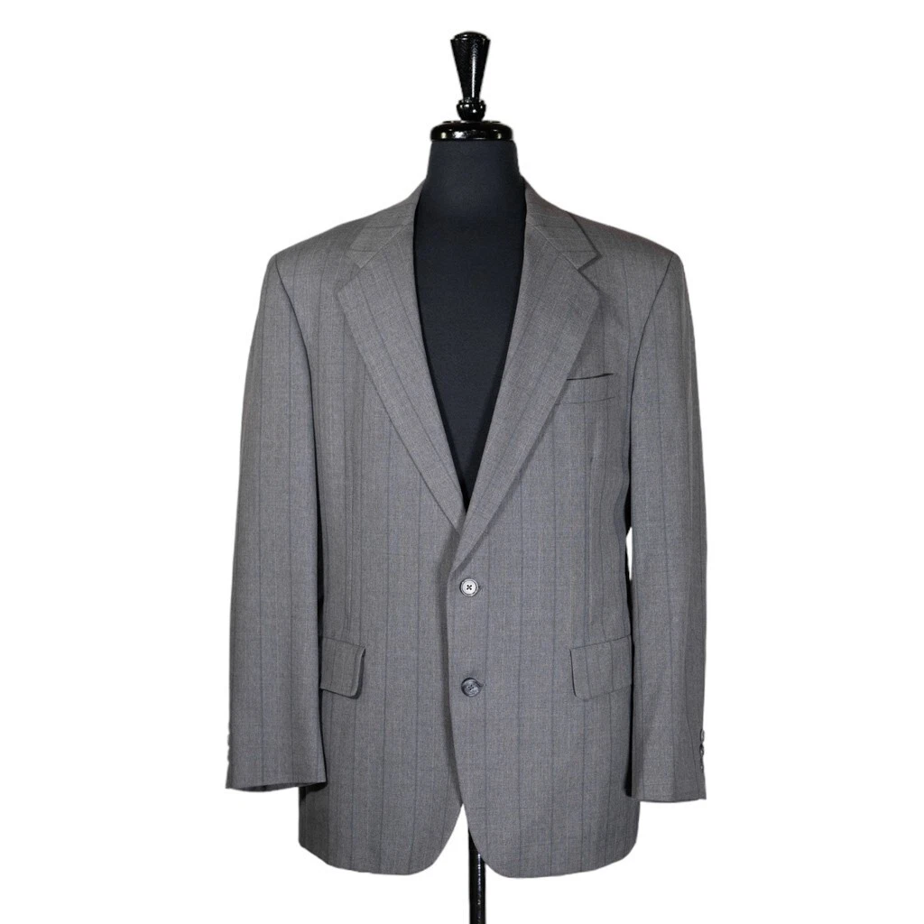 Blazer uomo Christian Dior 40R grigio a righe 100% lana cappotto sportivo giacca 2 bottoni