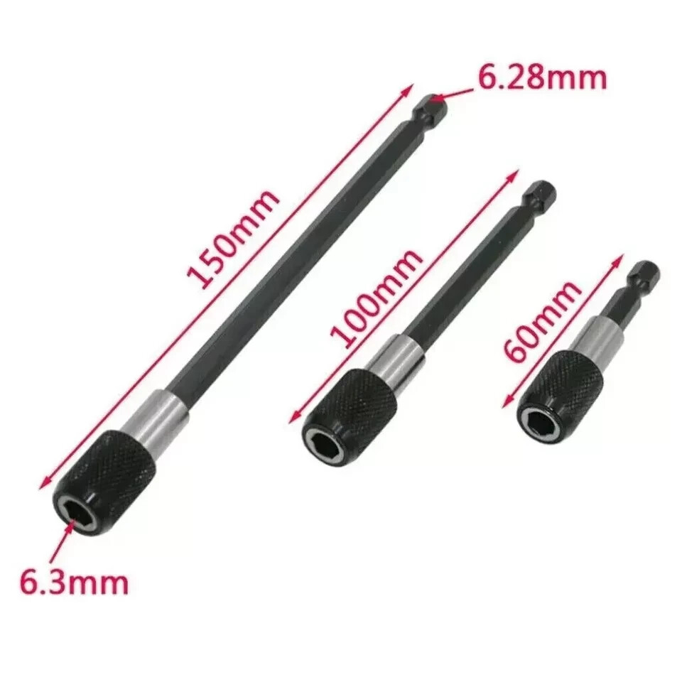 3Pcs Bit Holder Screwdriver Extension Socket Drill 1/4" Hex