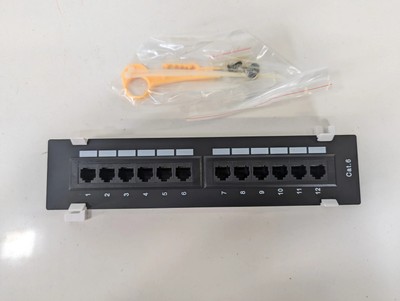 WBOX 12-Port Vertical CAT6 Patch Panel With Bracket - NEW Open Box-
